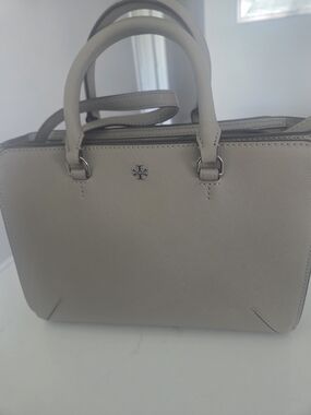 Tory Burch Light Beige Saffiano Leather Satchel